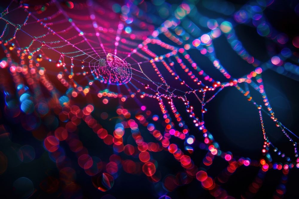 Bioluminescence Spider web background backgrounds spider light.