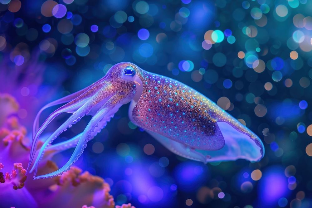 Bioluminescence squid background animal fish pomacentridae.
