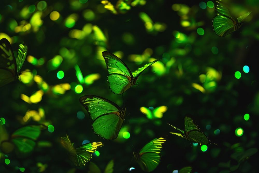Bioluminescence Butterflies background light green backgrounds.