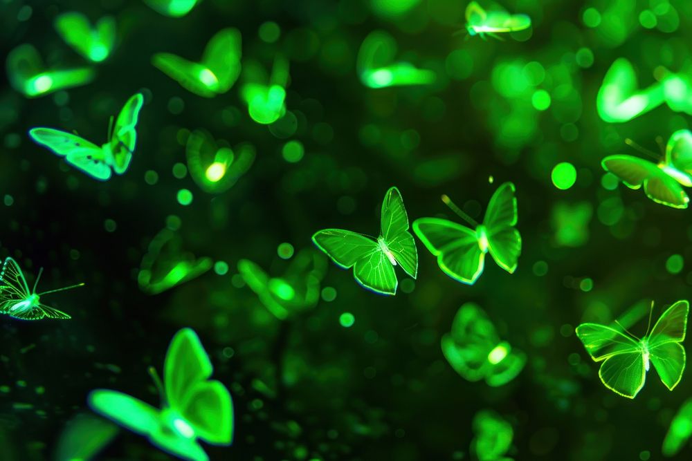 Bioluminescence Butterflies background green light backgrounds.