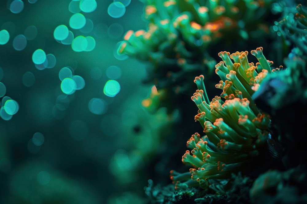 Bioluminescence Coral reef background outdoors nature light.