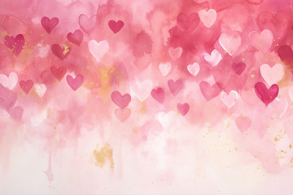 Pink heart watercolor background painting backgrounds petal.