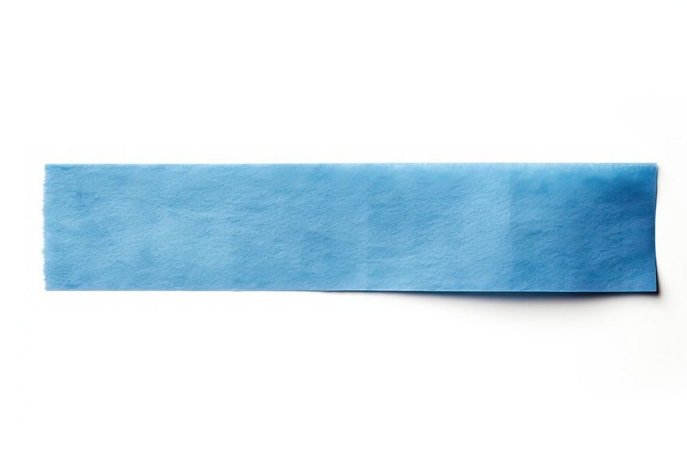 Blue adhesive strip paper white background accessories.