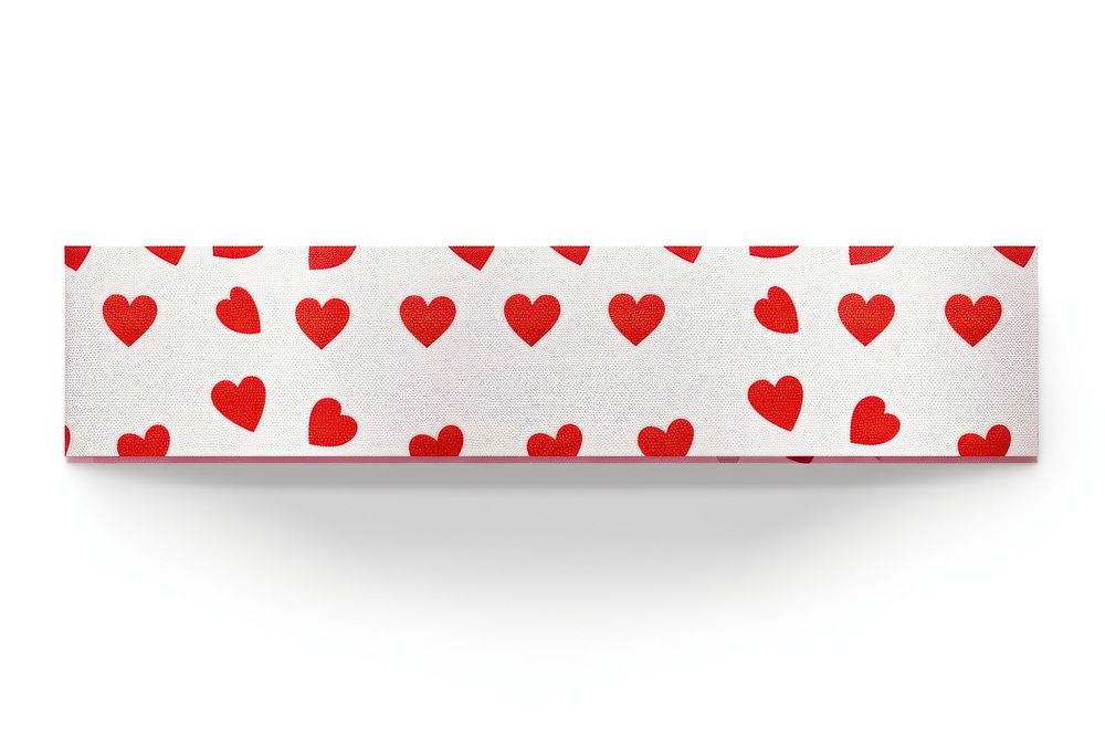 Decorative tape adhesive strip pattern heart white background.