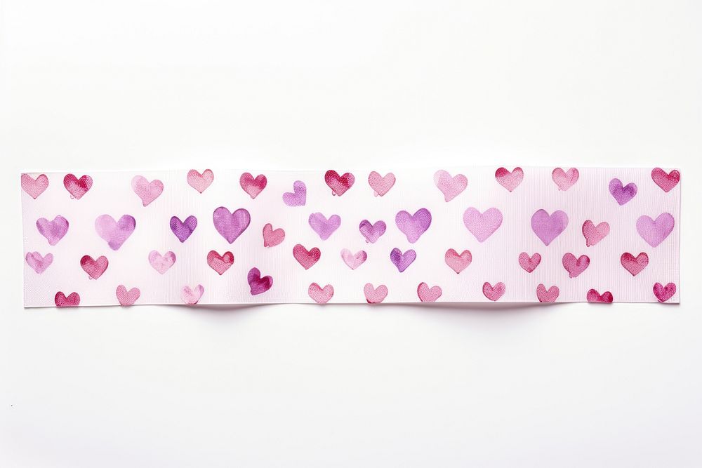Heart pattern adhesive strip paper petal white background.