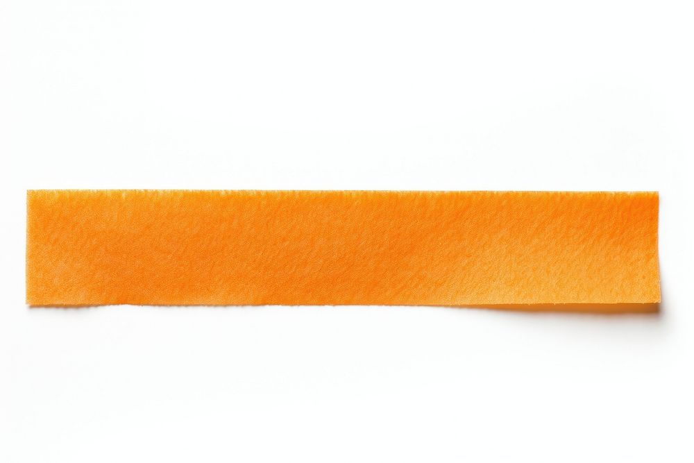Orange adhesive strip white background rectangle textured.