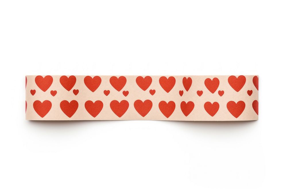 Paper adhesive strip pattern heart white background.