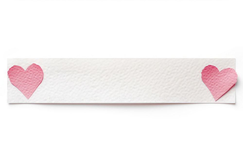 Paper adhesive strip heart white background rectangle.