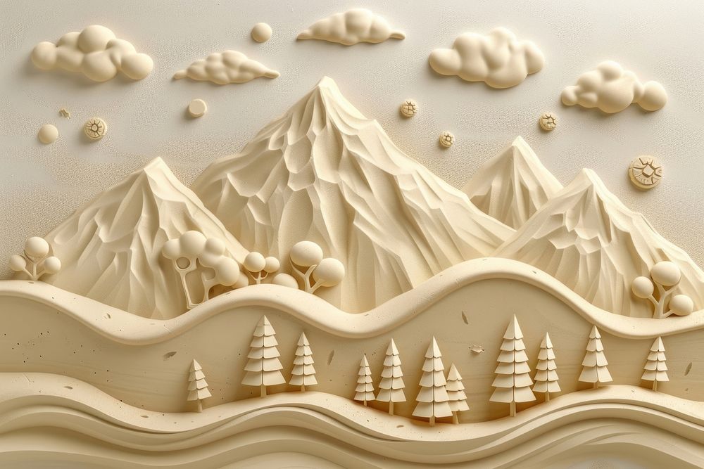 Sand Sculpture mountain art relief creativity.