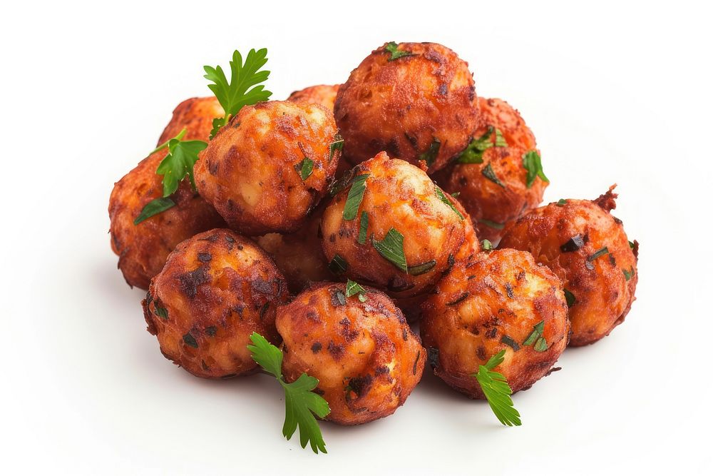 Tater Tots meatball food white background.