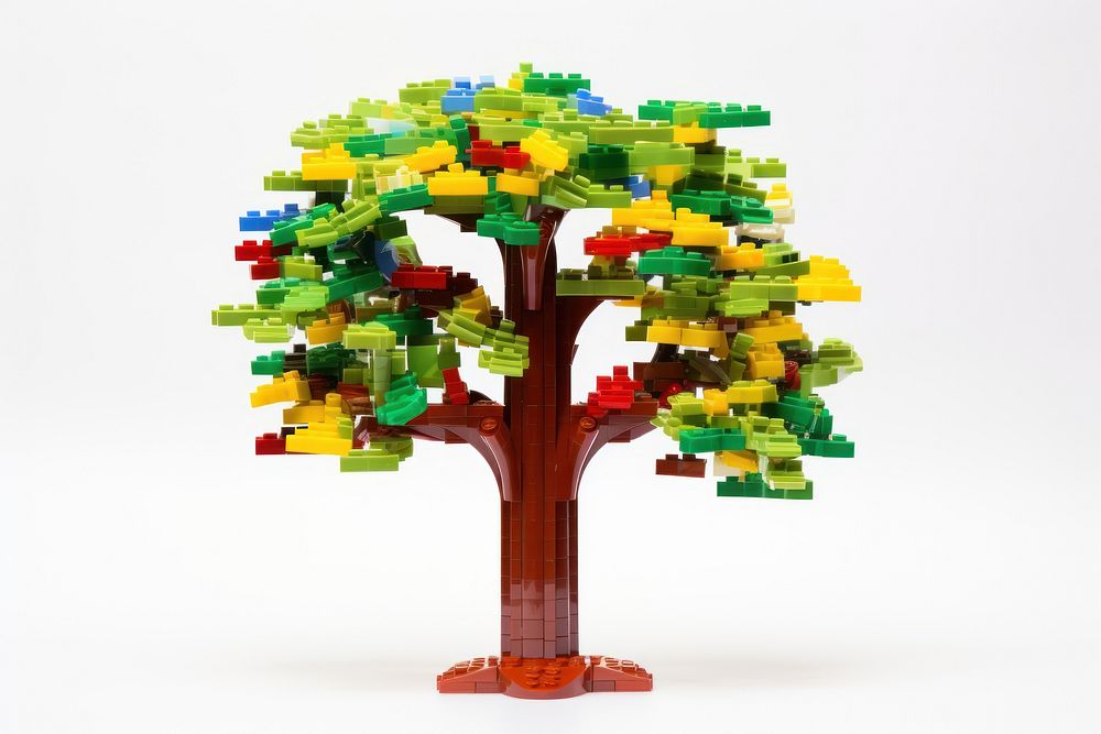 Tree made with toy yellow green plant.