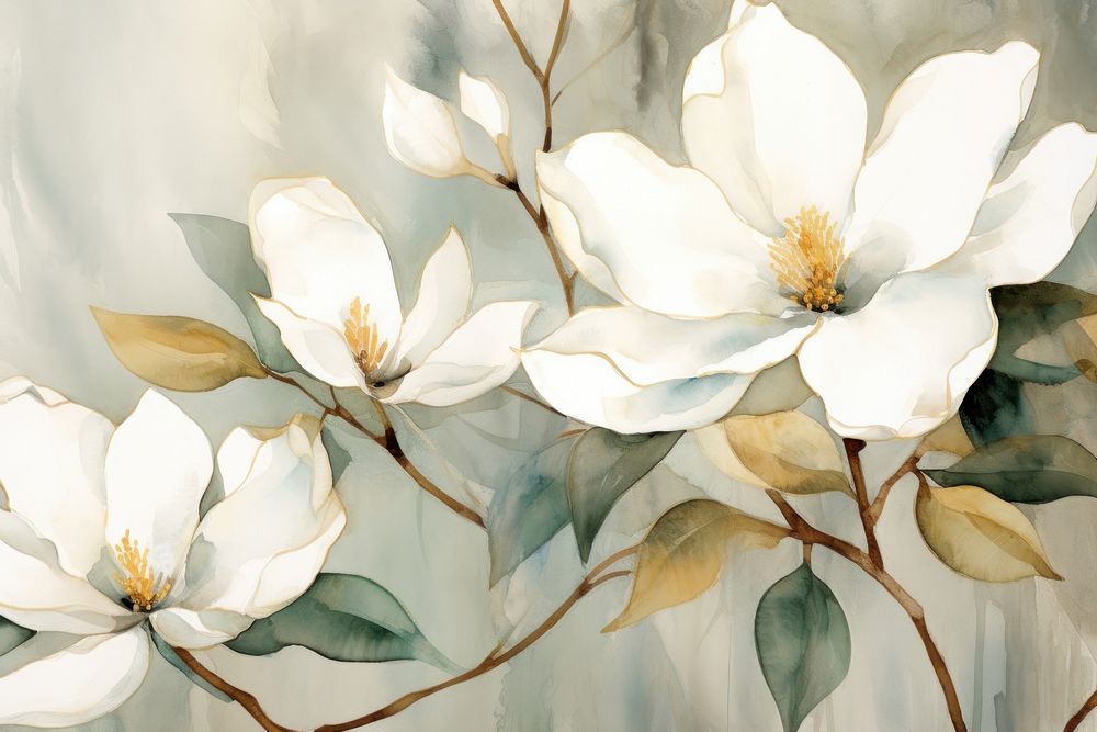 Magnolia watercolor background painting backgrounds blossom.
