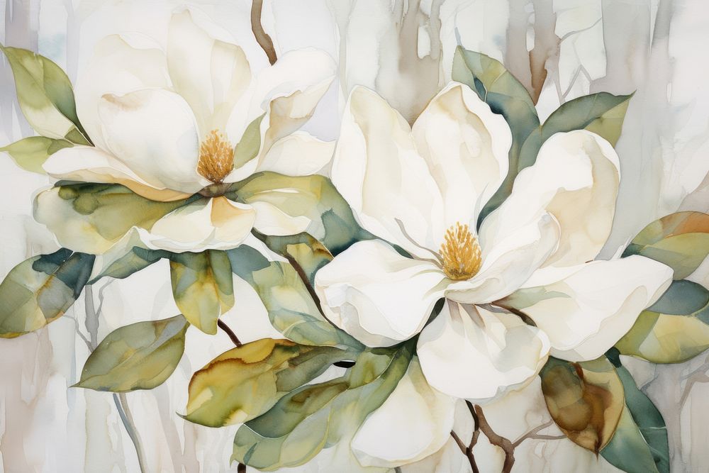 Magnolia watercolor background painting backgrounds flower.
