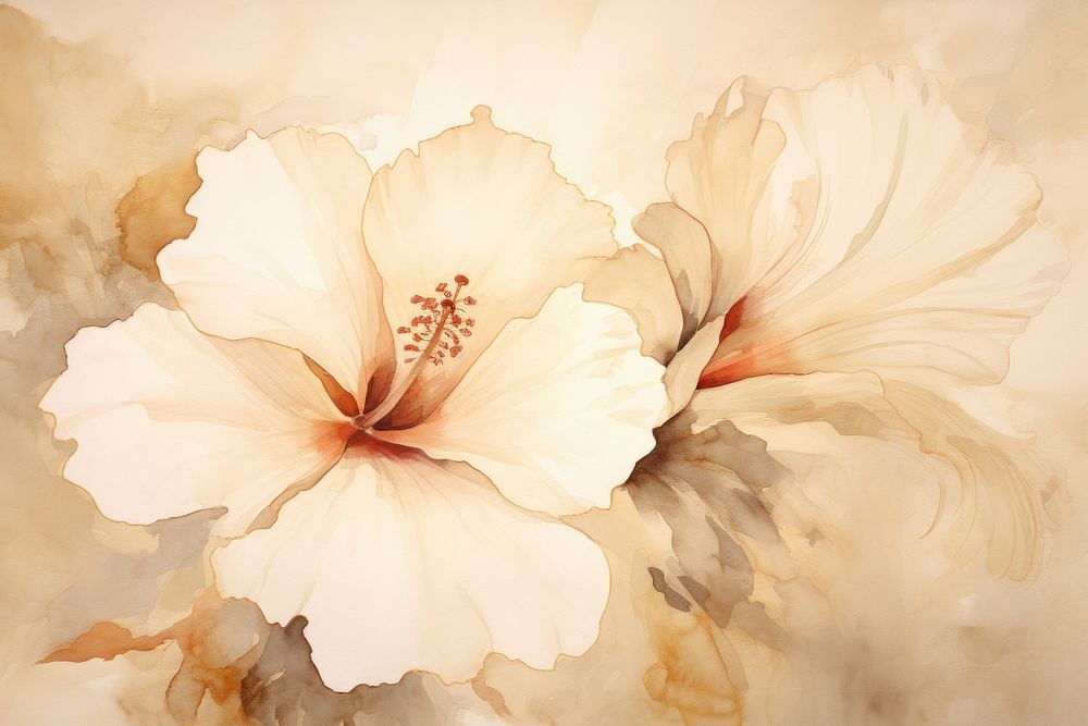 Hibiscus flower watercolor background backgrounds blossom petal.
