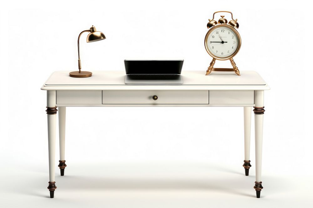 Classic table desk furniture clock white.