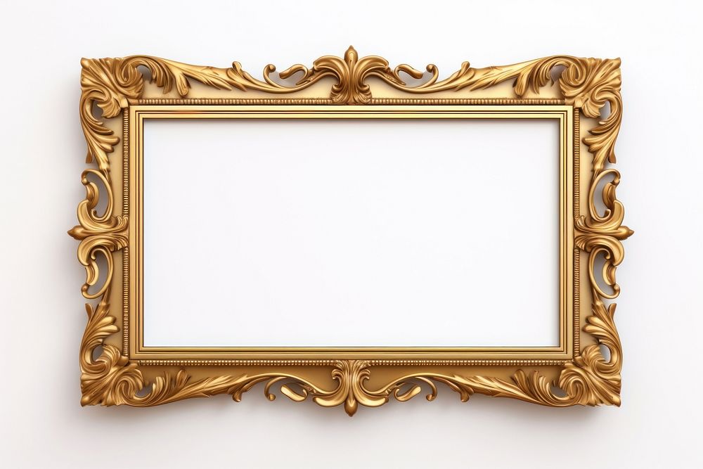Gold plated wooden picture frame backgrounds gold white background.