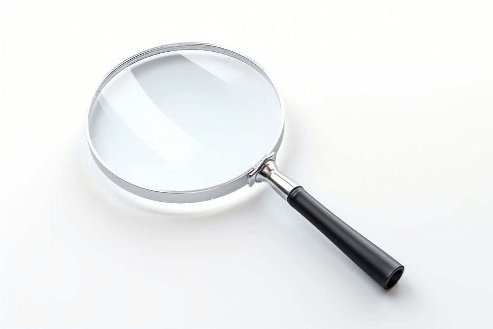Magnifying glass white background reflection circle.