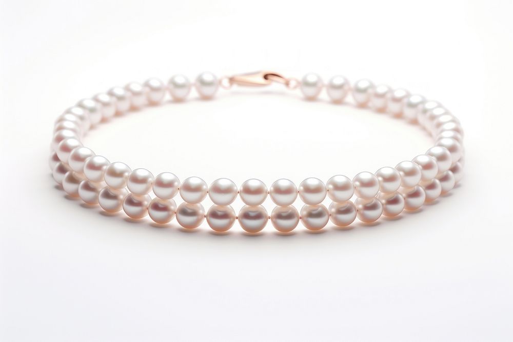 String of pearl necklace bracelet jewelry white.