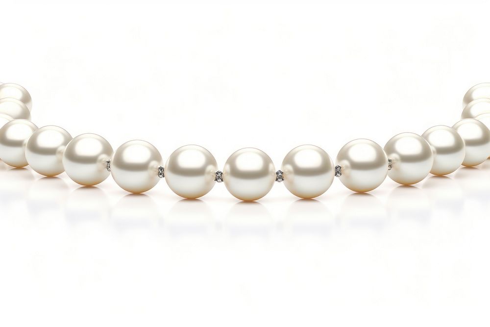 String of pearl necklace jewelry white white background.