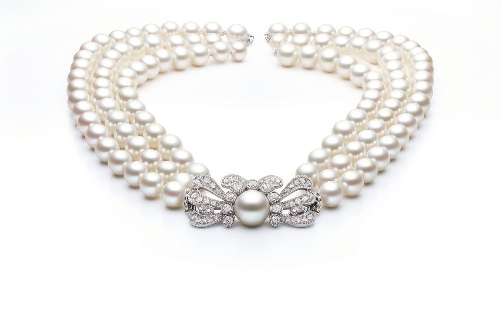 Pearl necklace jewelry white white background.