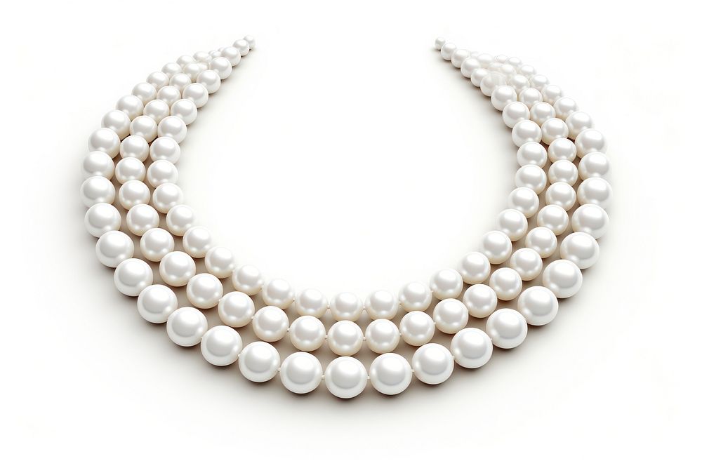 White pearl string beads necklace jewelry white background celebration.