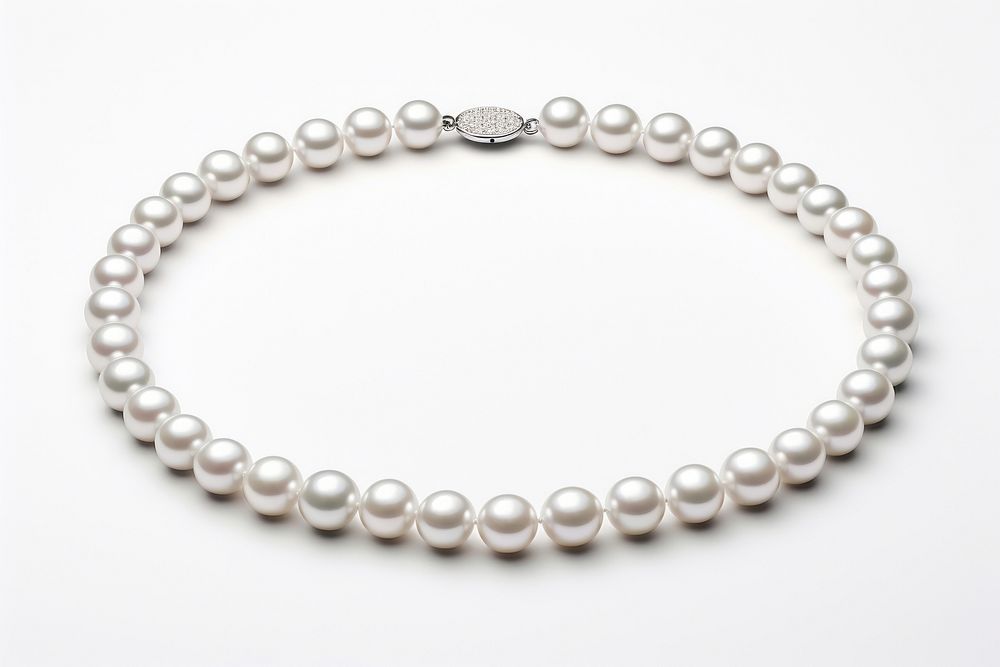 White pearl tring necklace jewelry white background accessories.