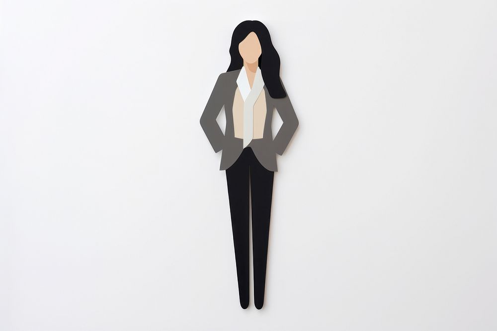 Asian businesswoman in suit adult gray background representation.
