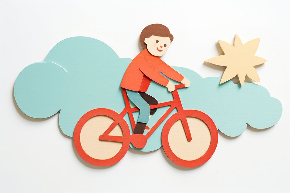 Boy riding bicycle vehicle cycling art.