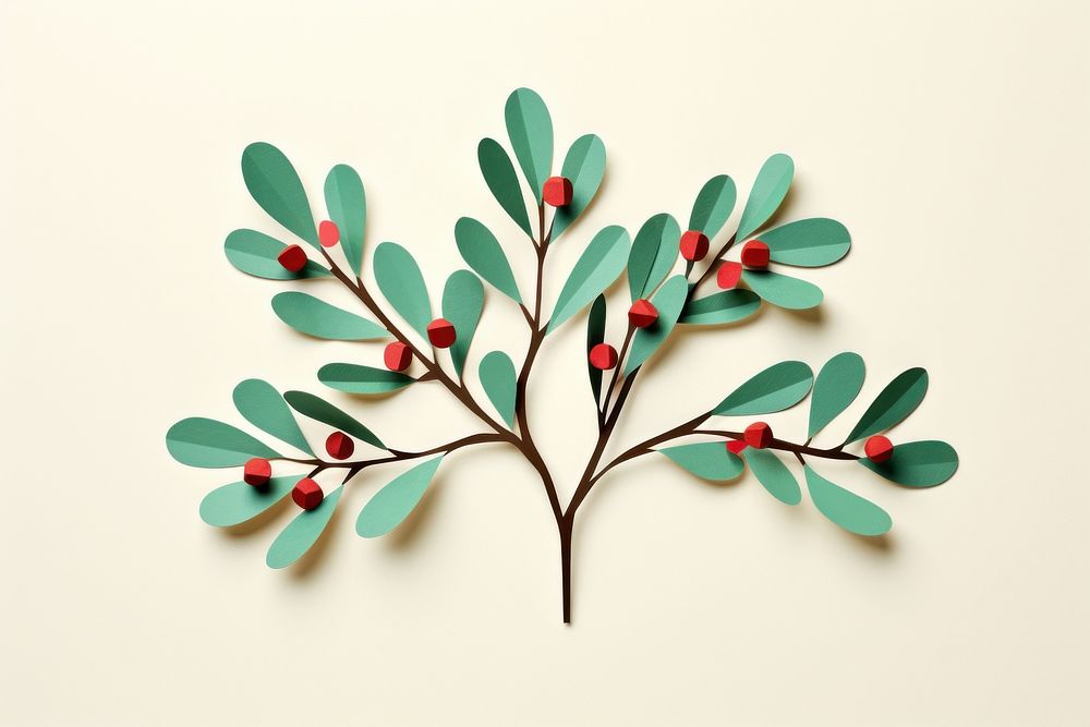 Christmaas mistletoe plant leaf art.