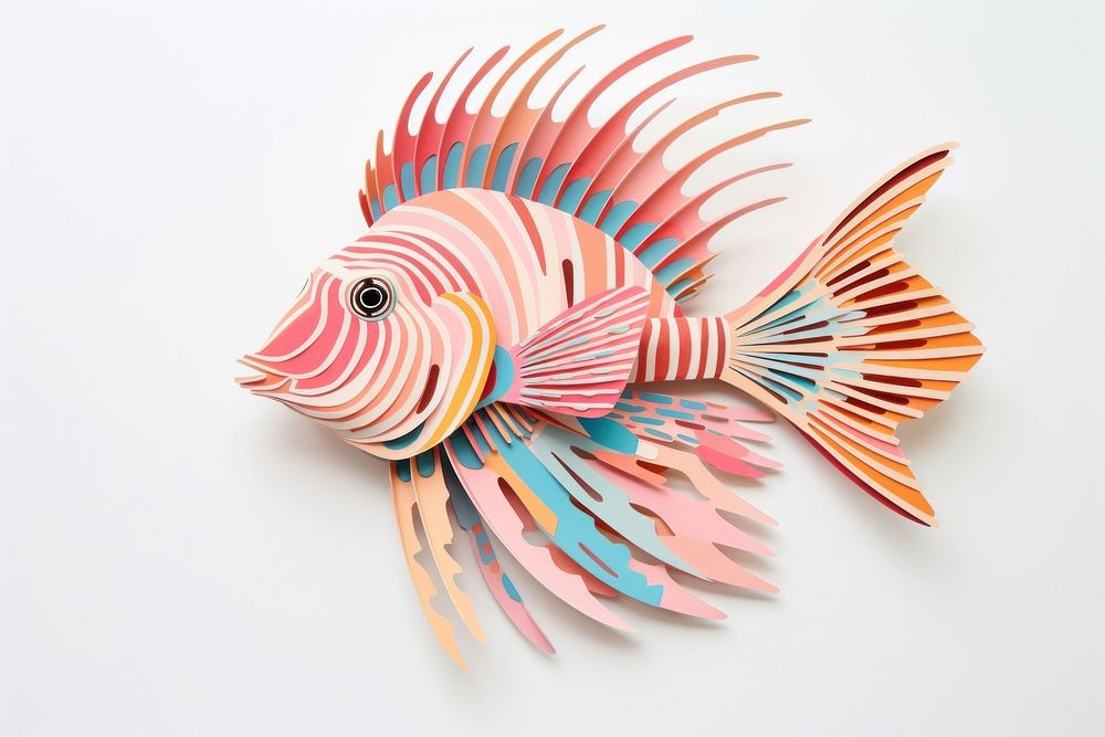 Lion fish animal paper art.