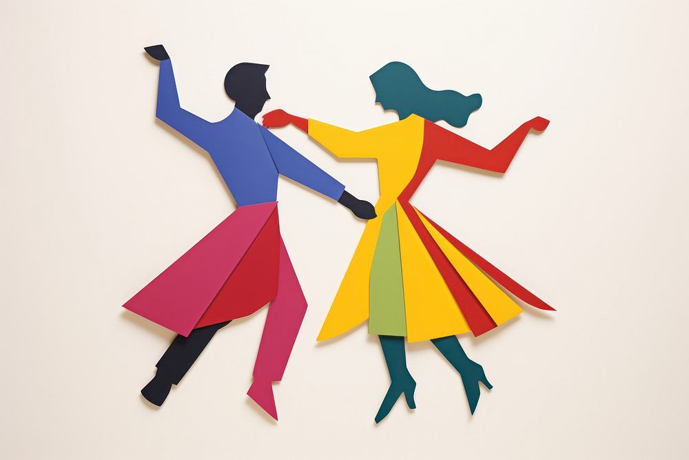 Love couple dancing paper art representation.