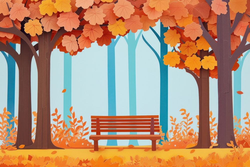 Autumn bench outdoors nature.