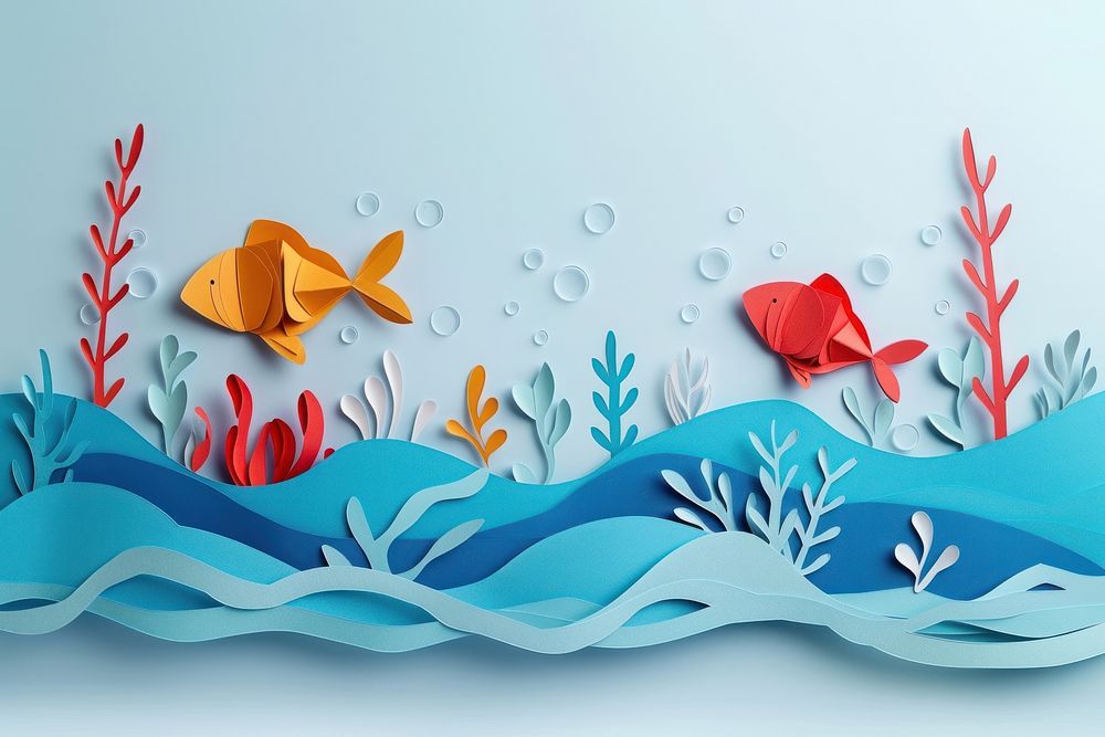 Painting paper art underwater.