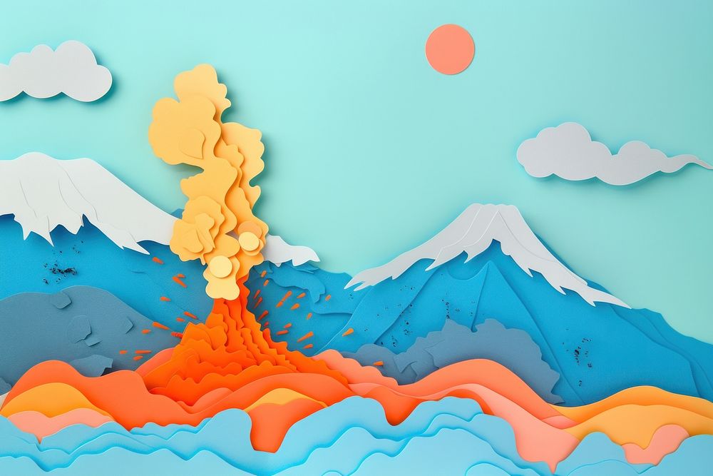 Art mountain painting eruption.