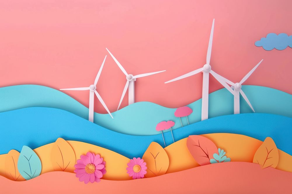 Turbine art windmill painting.