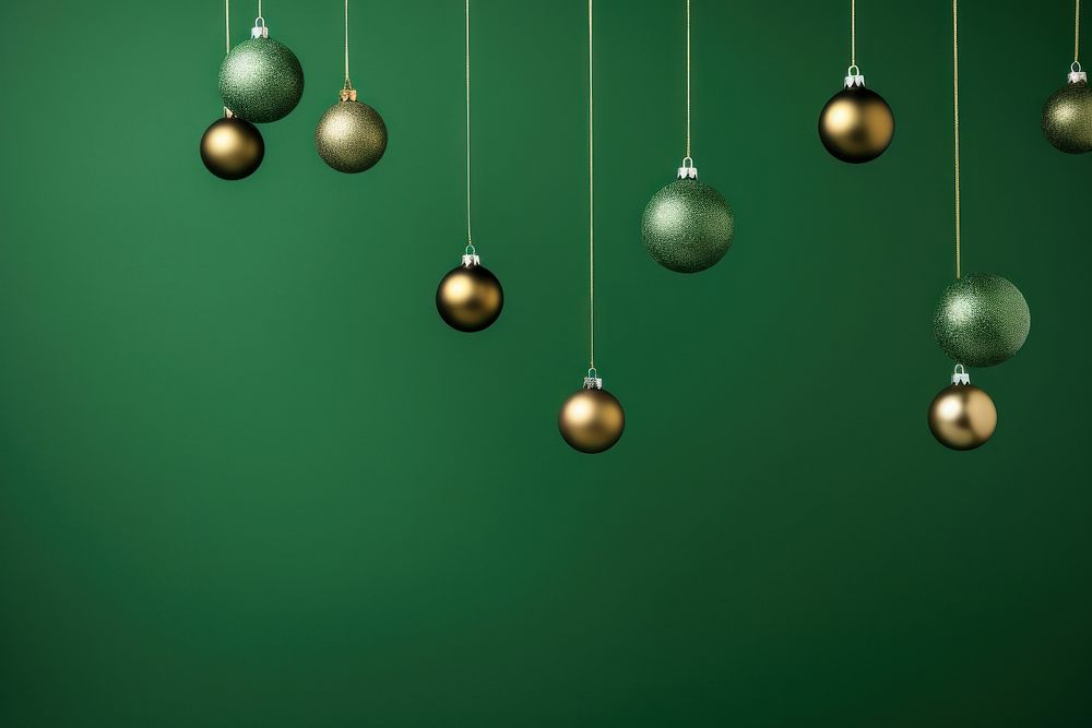 Christmas ornaments green backgrounds lighting.