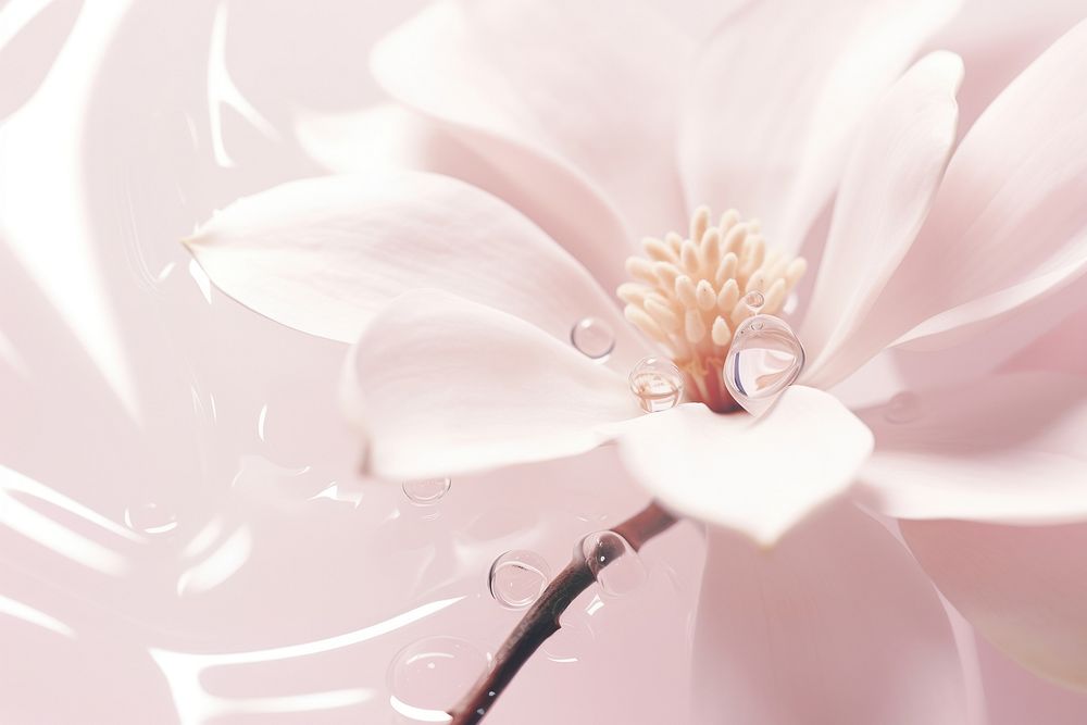 Water droplet on magnolia flower backgrounds blossom.
