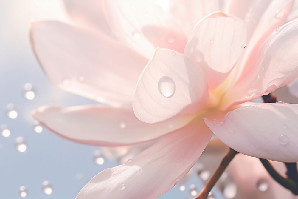 Water droplet on magnolia flower nature backgrounds.