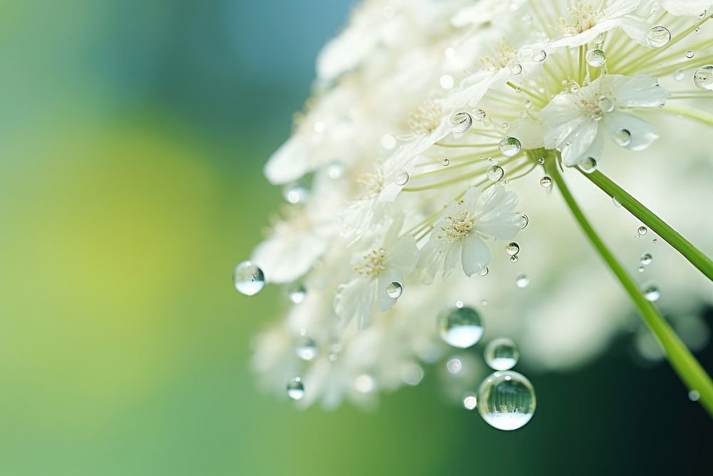 Water droplet on meadowsweet flower nature outdoors.