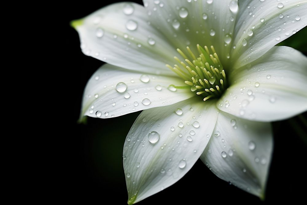 Water droplet on moonflower blossom nature petal.