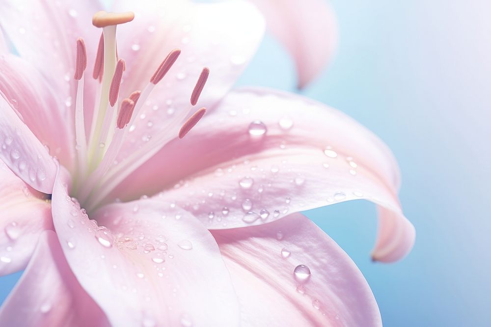 Water droplet on oriental lily flower backgrounds blossom.