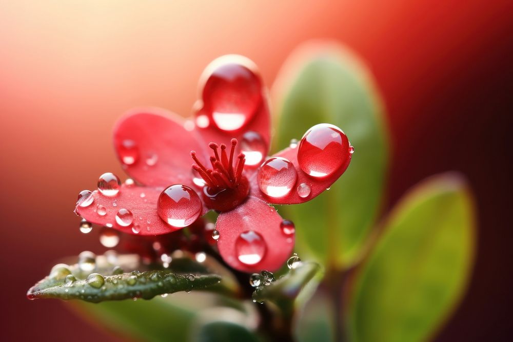 Water droplet on bearberry flower outdoors blossom.