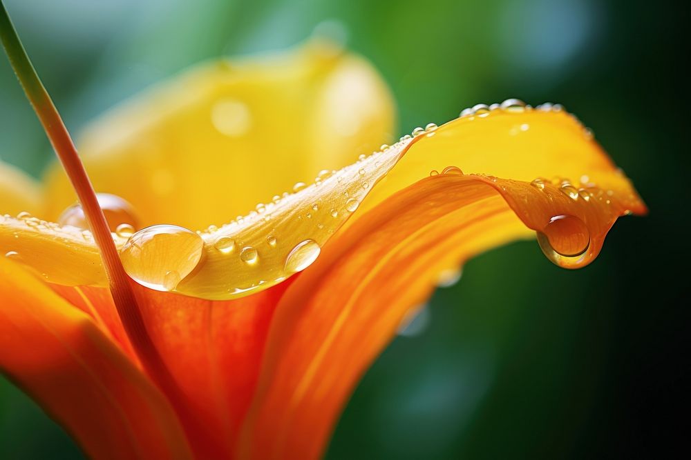 Water droplet on canna lily flower nature petal.