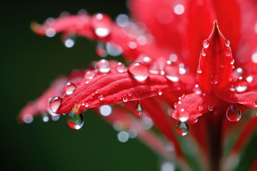 Water droplet on cardinal flower blossom nature petal.