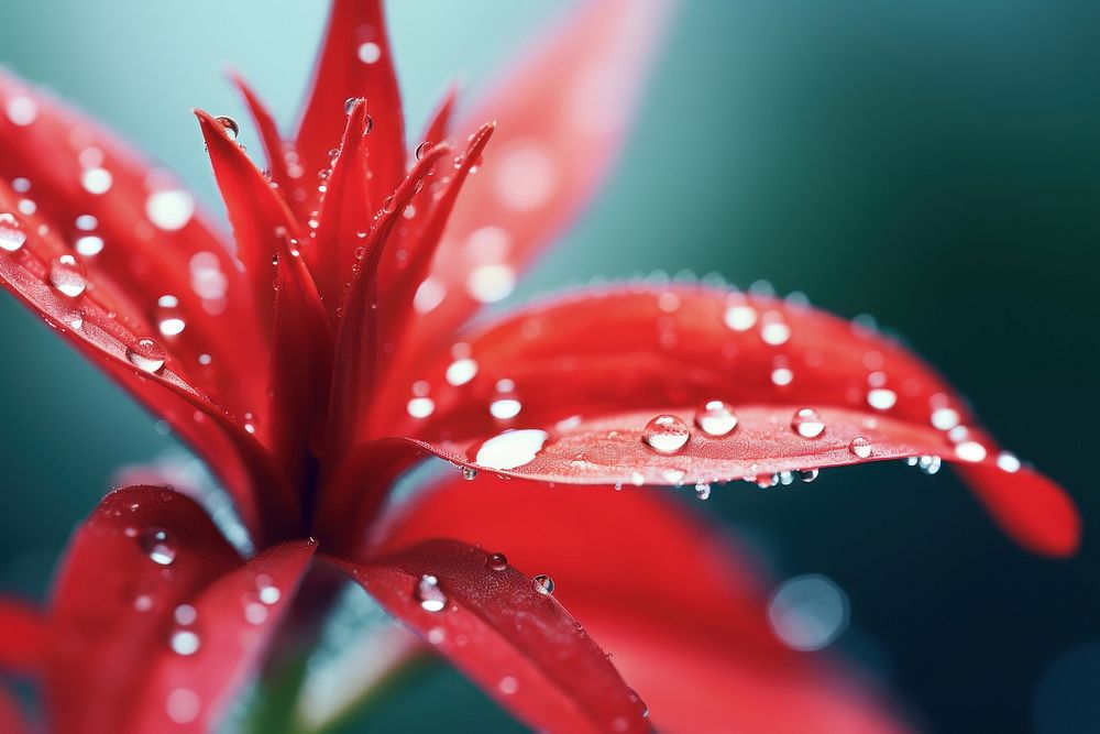 Water droplet on cardinal flower blossom nature petal.