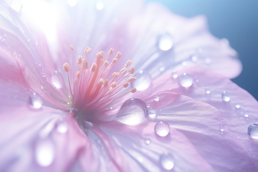 Water droplet on cotton flower blossom nature petal.