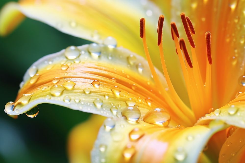 Water droplet on daylily flower backgrounds nature.