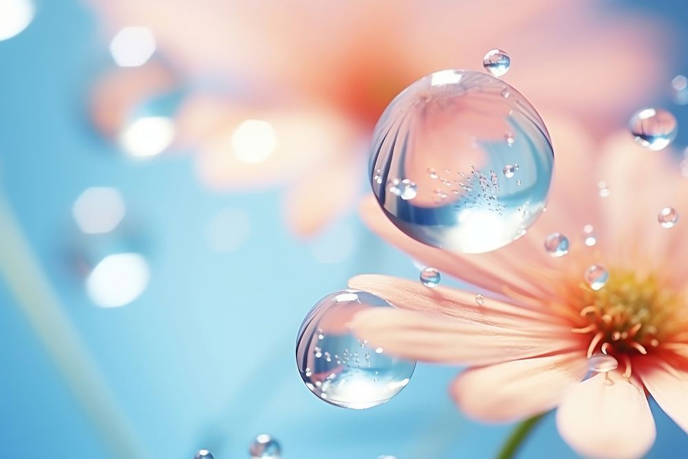 Water droplet on flower bouquet backgrounds outdoors bright.