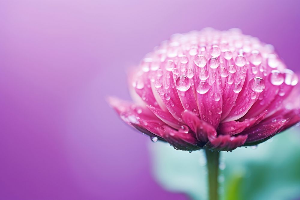 Water droplet on globe amaranth flower nature outdoors.