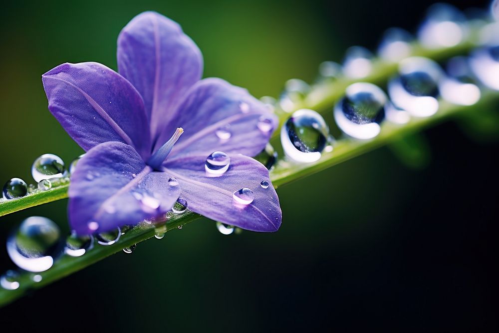 Water droplet on jacobs ladder nature flower outdoors.